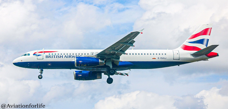 Airplane landing into London Heathrow Airport