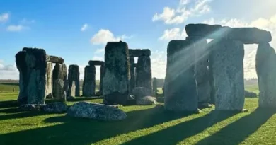 Stonehenge with shadows cast